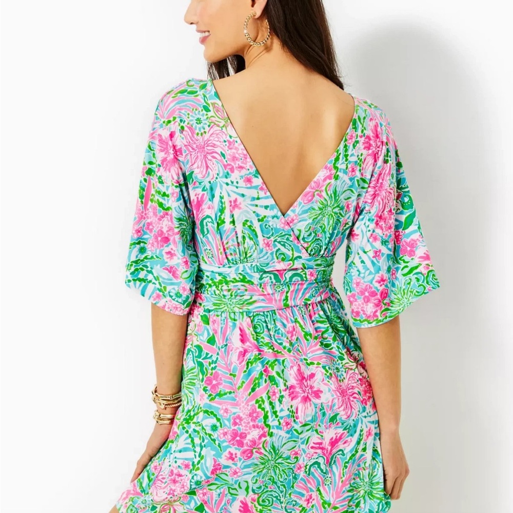 LILLY PULITZER SZ Medium PARIGI SKORT ROMPER *LEAF IT WILD* AMALFI BLUE - Picture 2 of 11